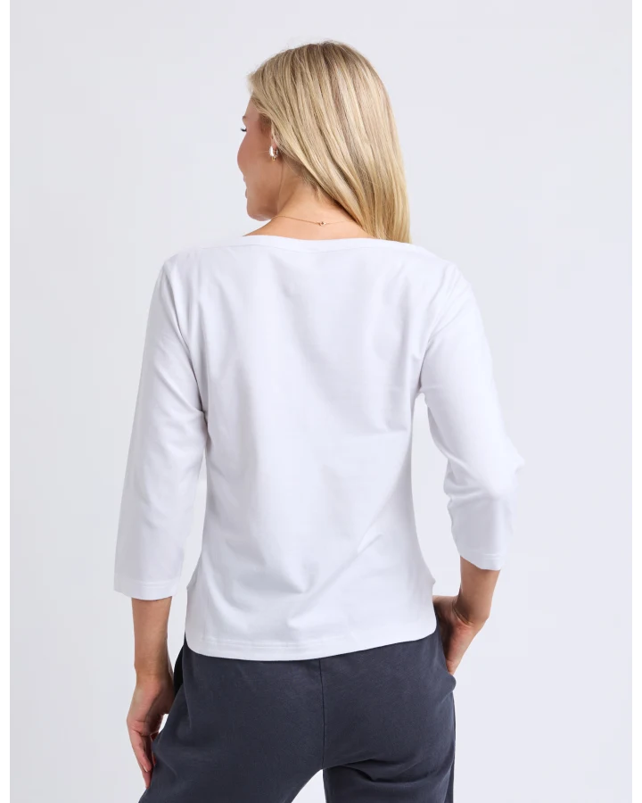 Eliza Boat Neck Tee White