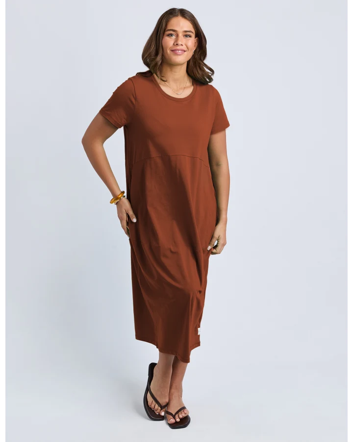 Diana Short Sleeve Dress Earth Brown