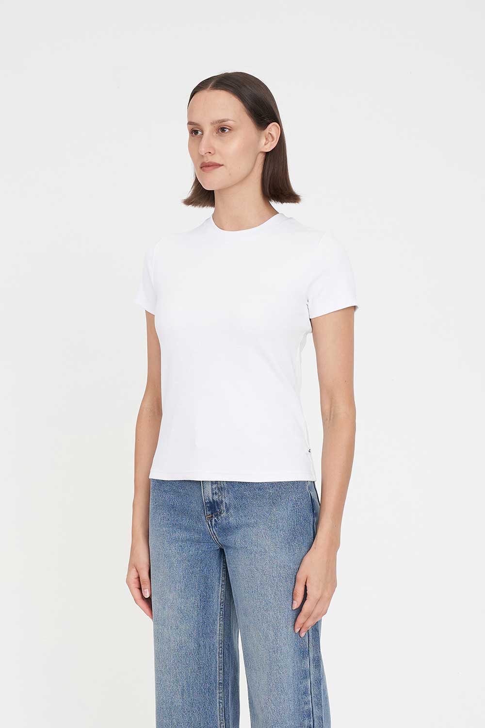Slim Rib Tee Ball White