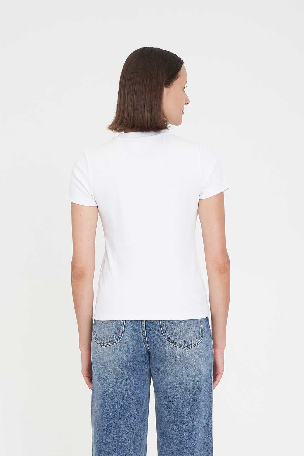 Slim Rib Tee Ball White