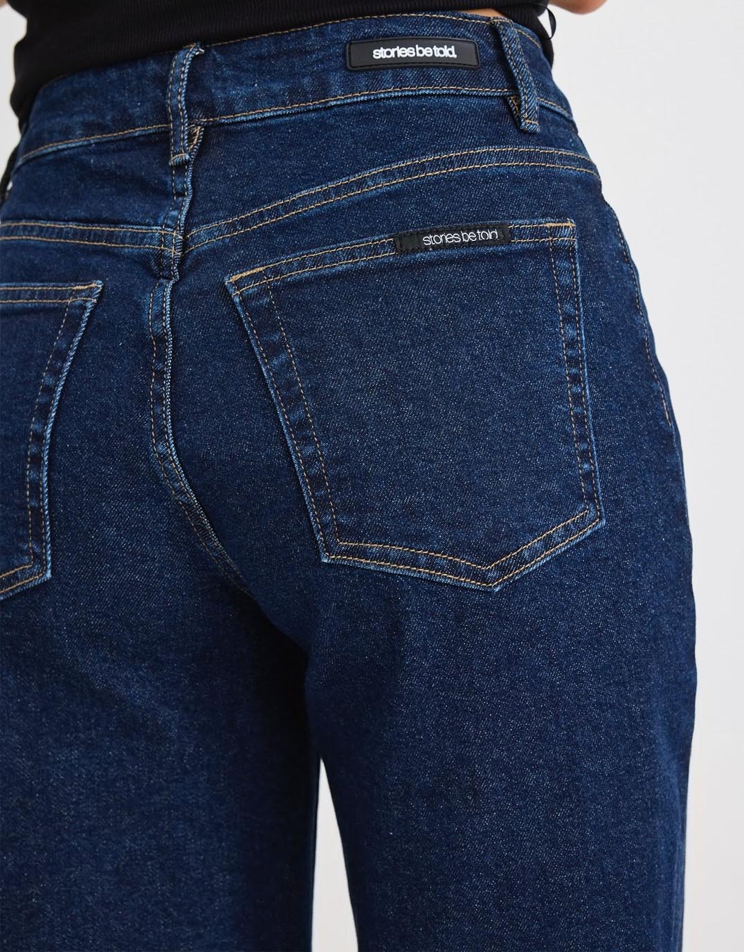 Concert Indigo Mid Rise Wide Leg Pocket Jean