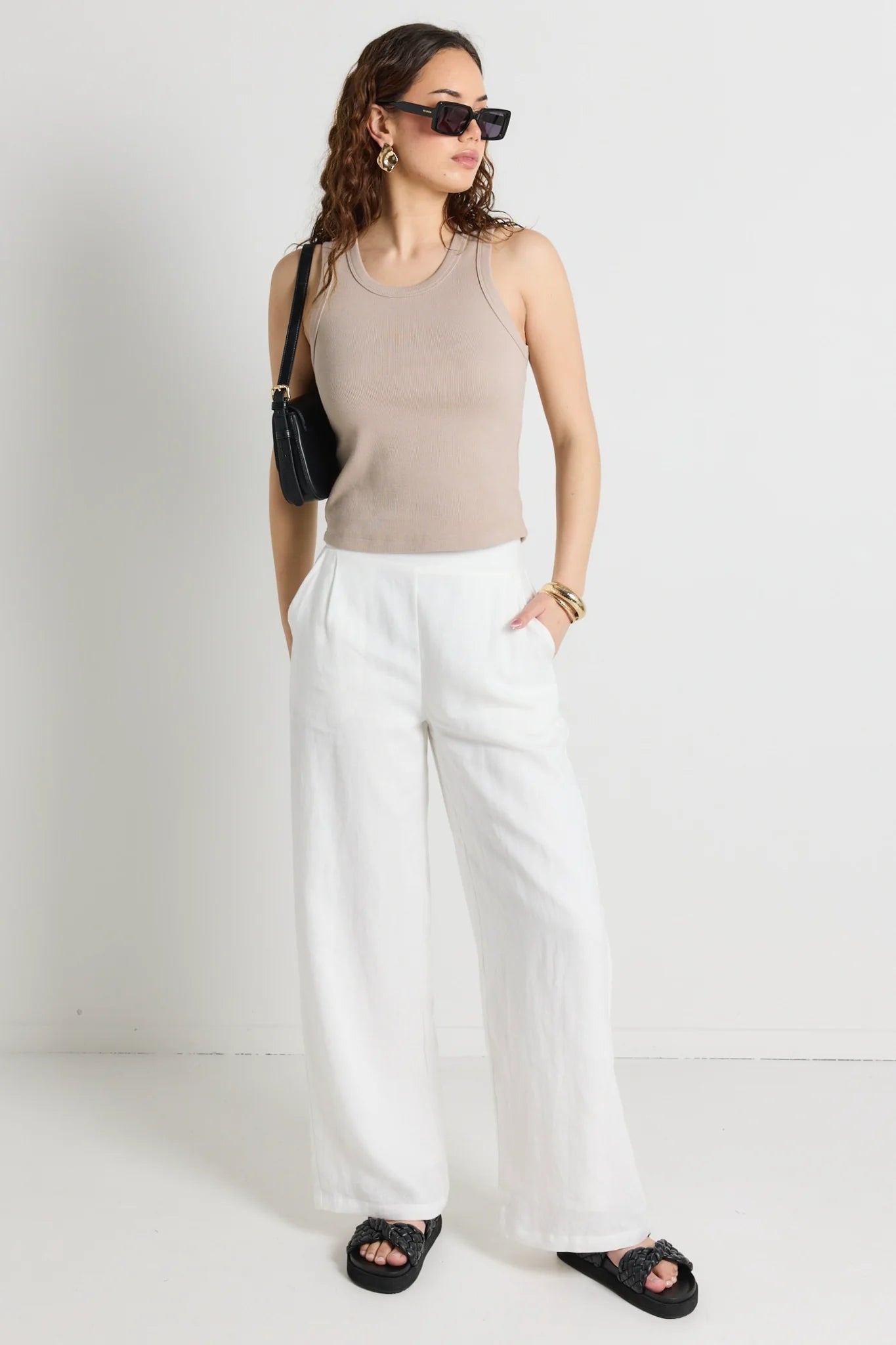 Guardian Linen Viscose Pleat Pant White