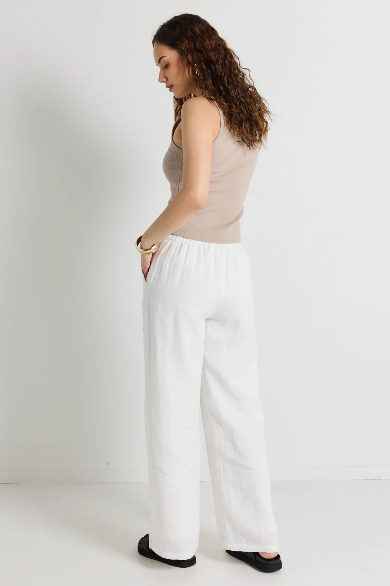 Guardian Linen Viscose Pleat Pant White