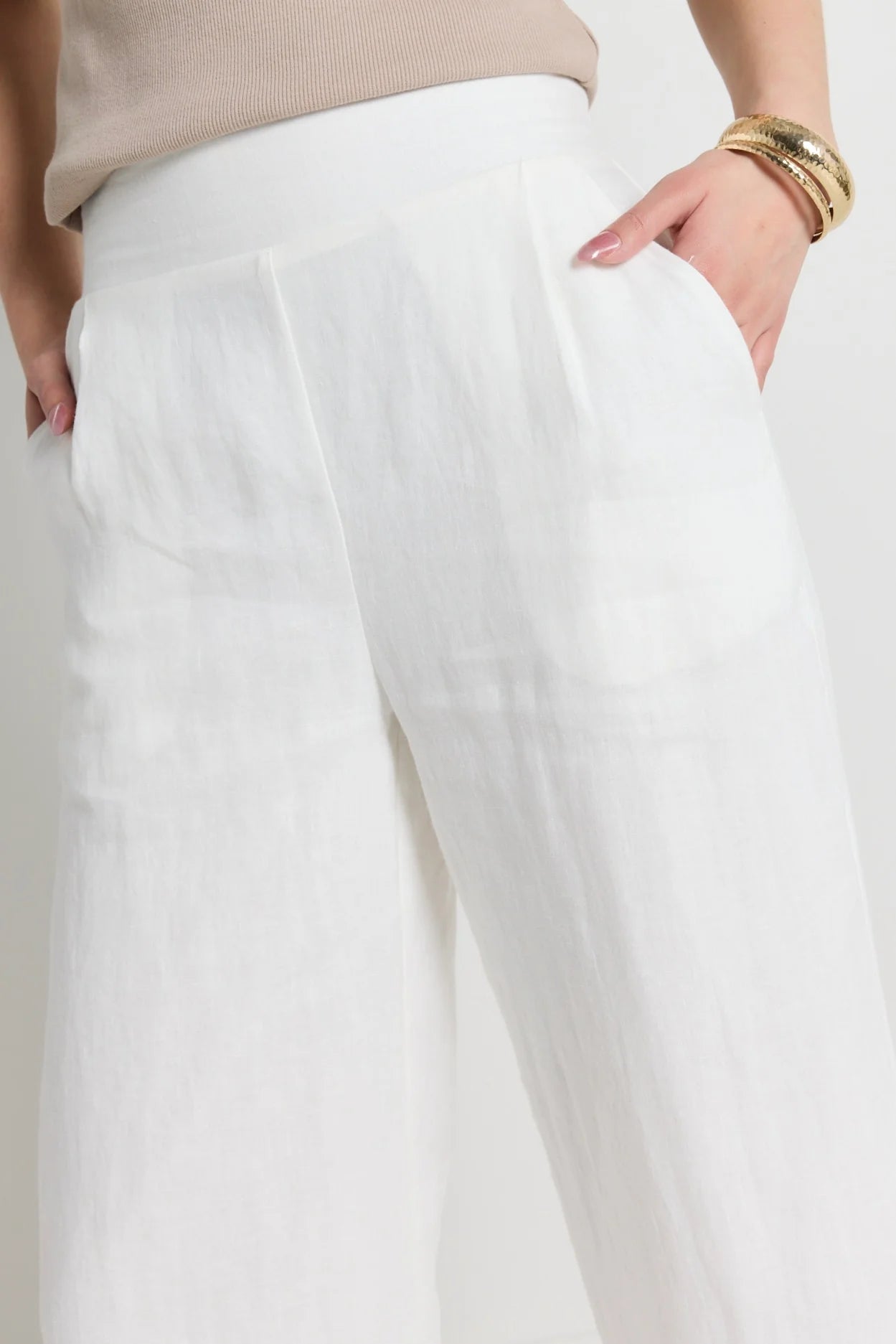 Guardian Linen Viscose Pleat Pant White