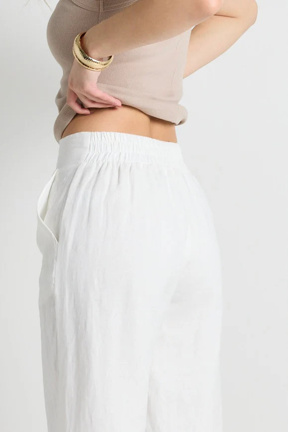 Guardian Linen Viscose Pleat Pant White