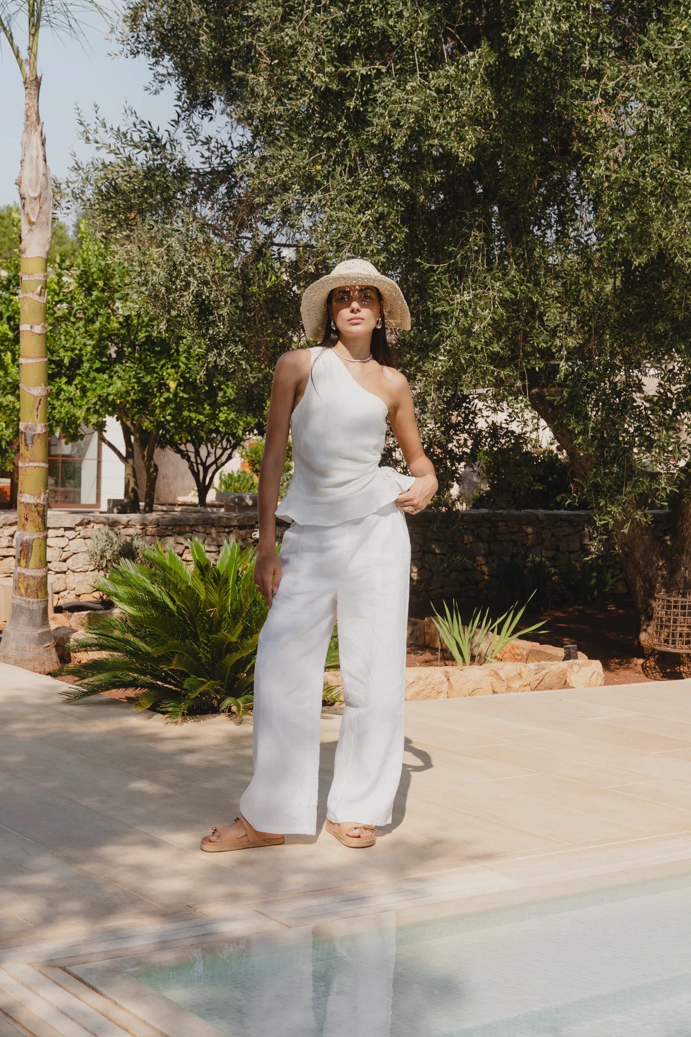 Guardian Linen Viscose Pleat Pant White