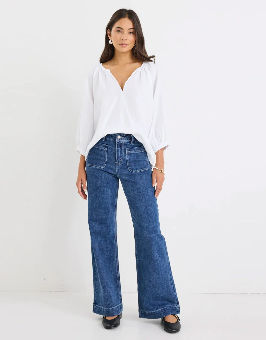 Revolutionary Linen Relaxed Long Sleeve Top White