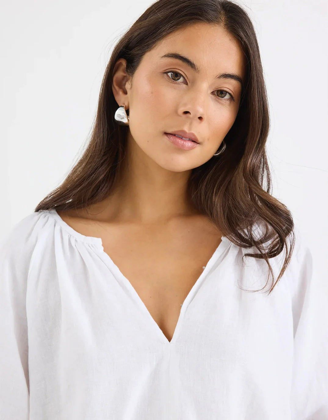 Revolutionary Linen Relaxed Long Sleeve Top White