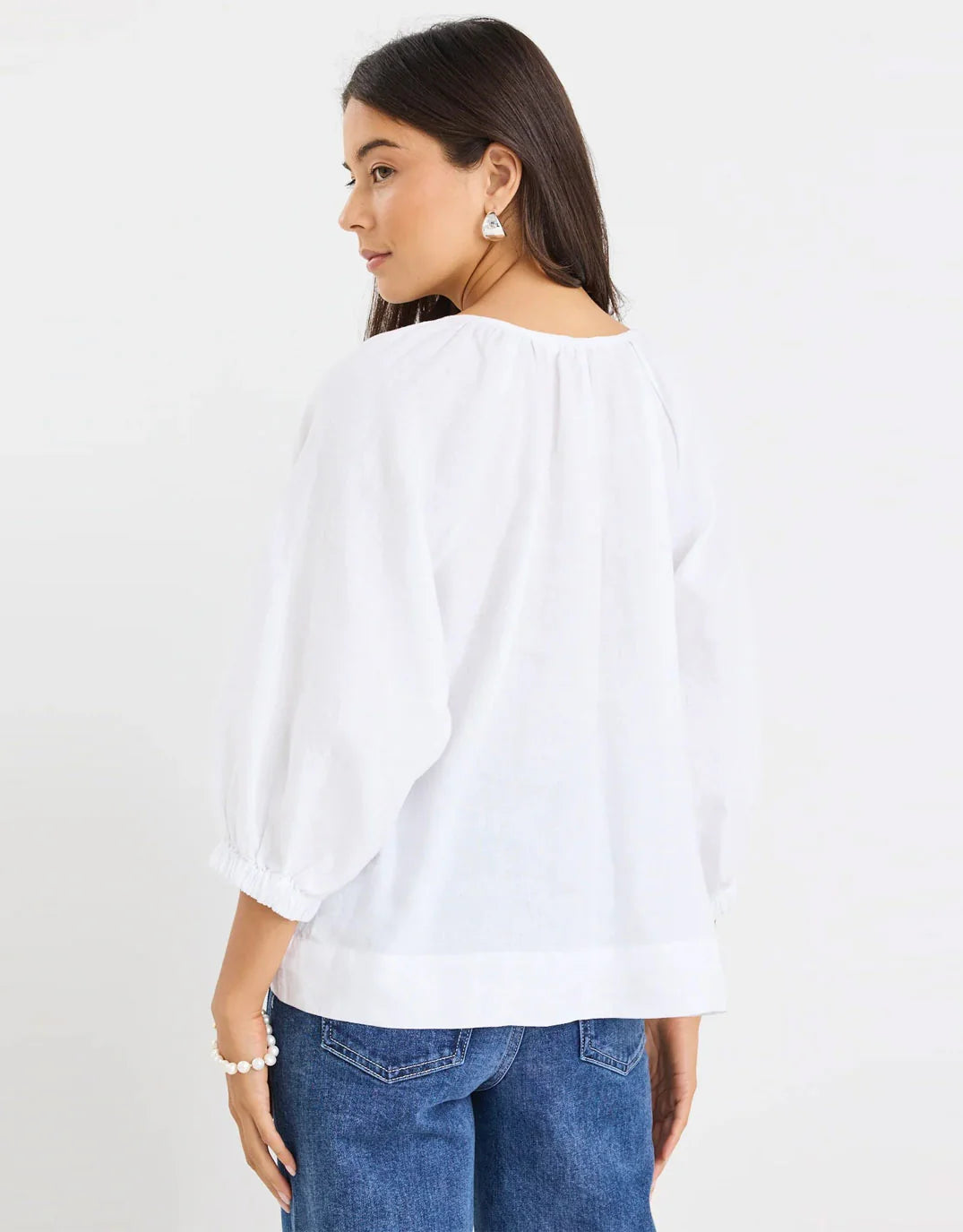 Revolutionary Linen Relaxed Long Sleeve Top White
