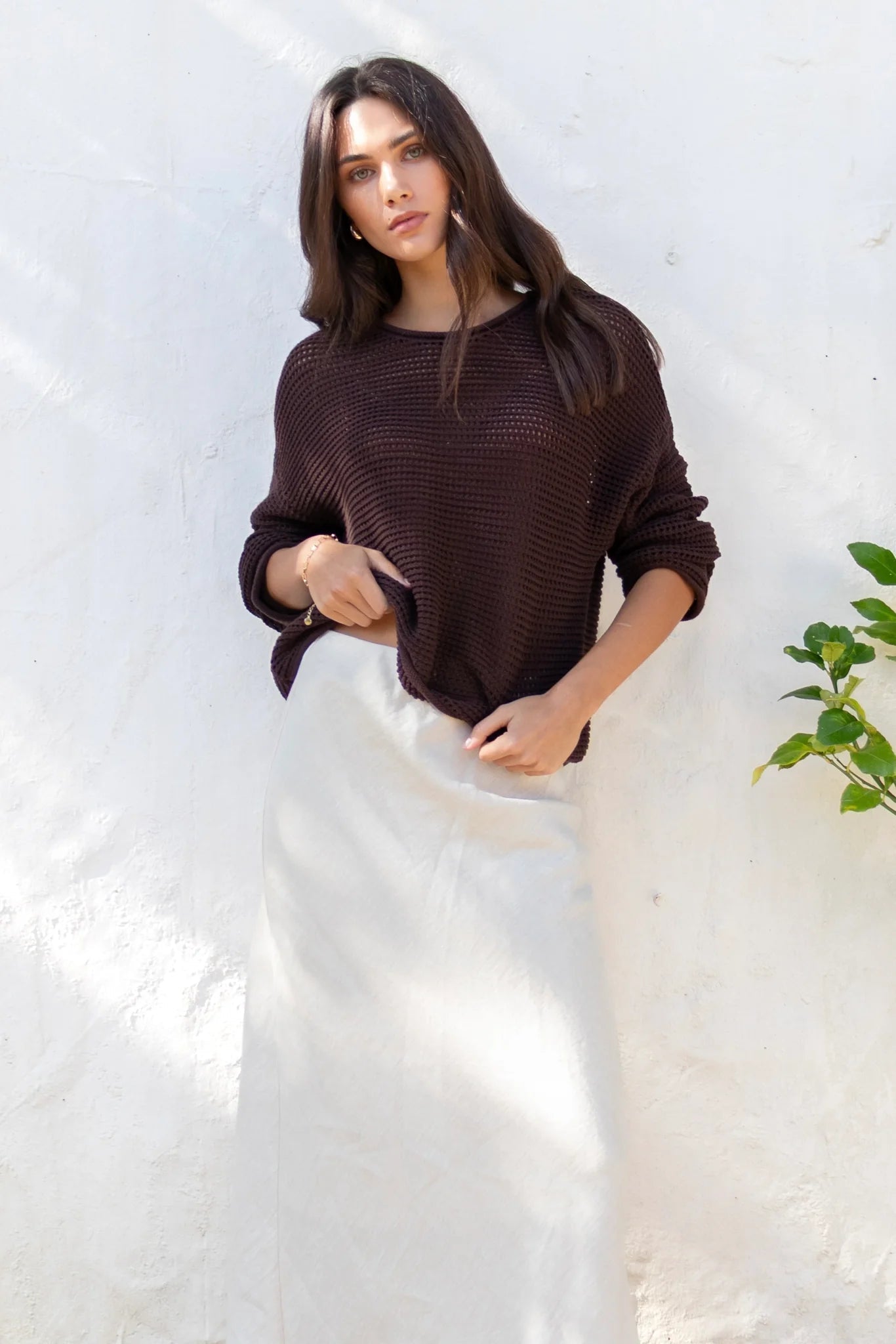 Dawn Chocolate Crochet Knit Jumper