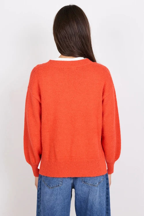 Harvest Blood Orange V Neck Knit Jumper