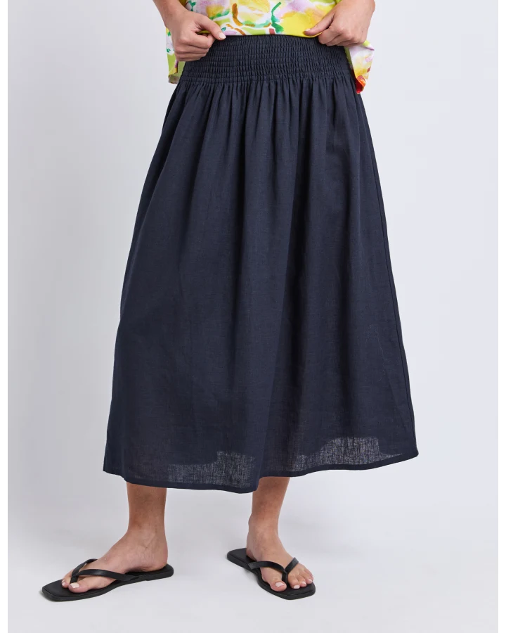 Flair Shirred Skirt Navy
