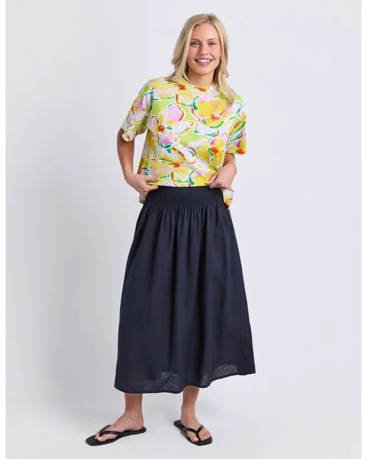Flair Shirred Skirt Navy