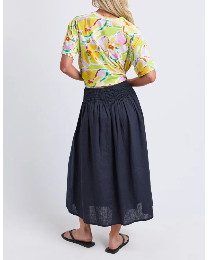 Flair Shirred Skirt Navy