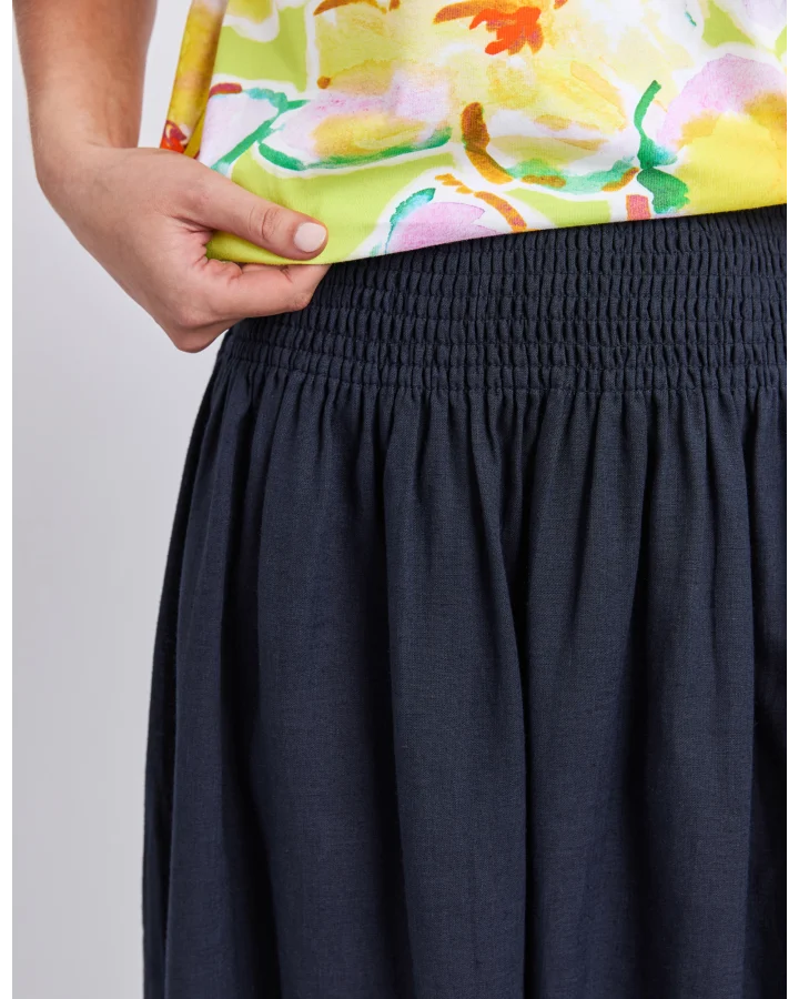Flair Shirred Skirt Navy