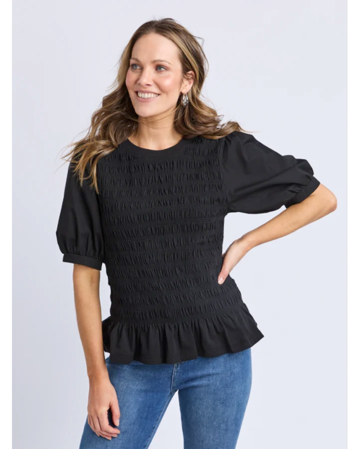 Abby Shirred Top Black