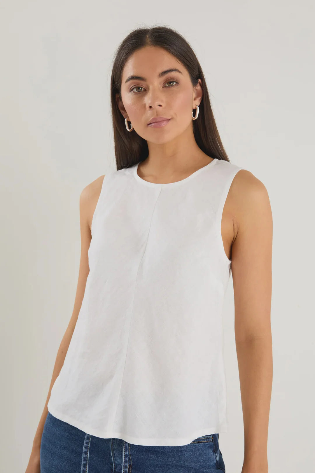 Shoreline Ivory Linen Bias Sleeveless Shell Top