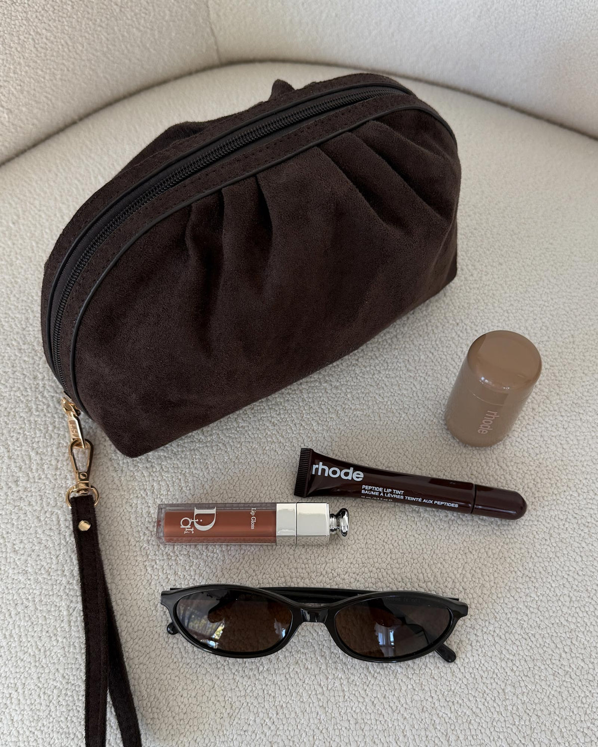 Sarski Suedette Makeup Bag Chocolate