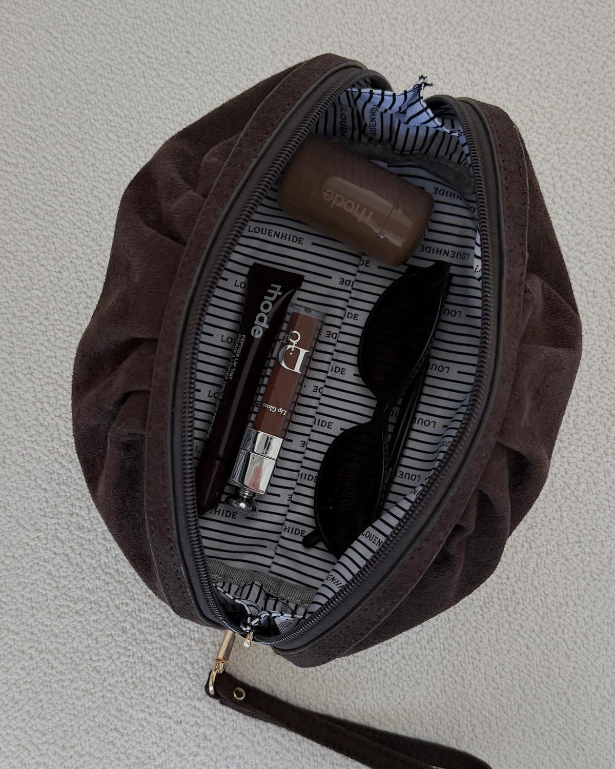 Sarski Suedette Makeup Bag Chocolate