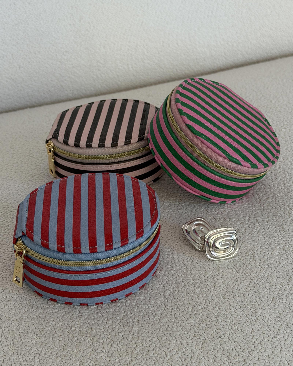 Sisco Stripe Jewellery Box Pink Chocolate Stripe