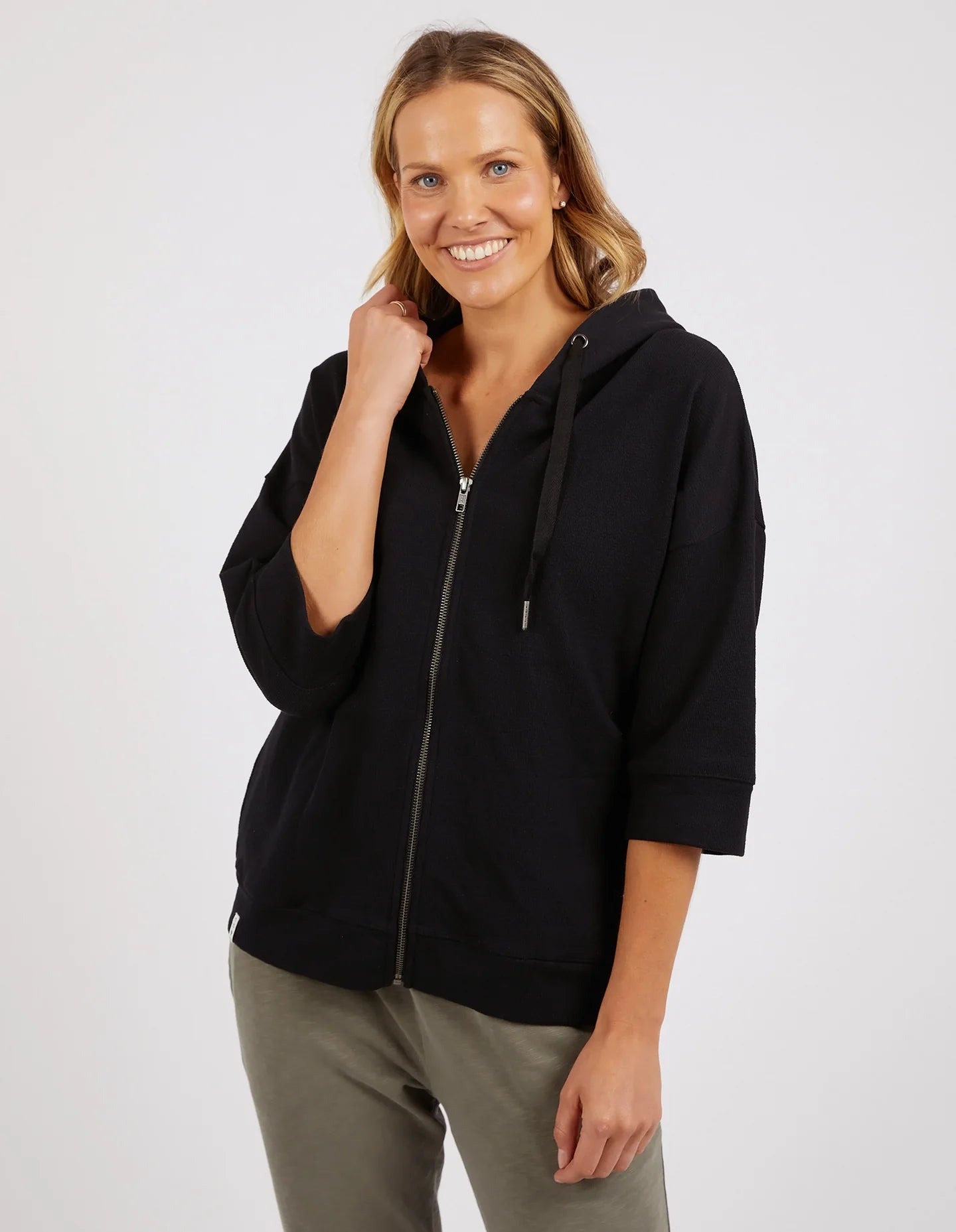 Beachy Zip Hoodie Black