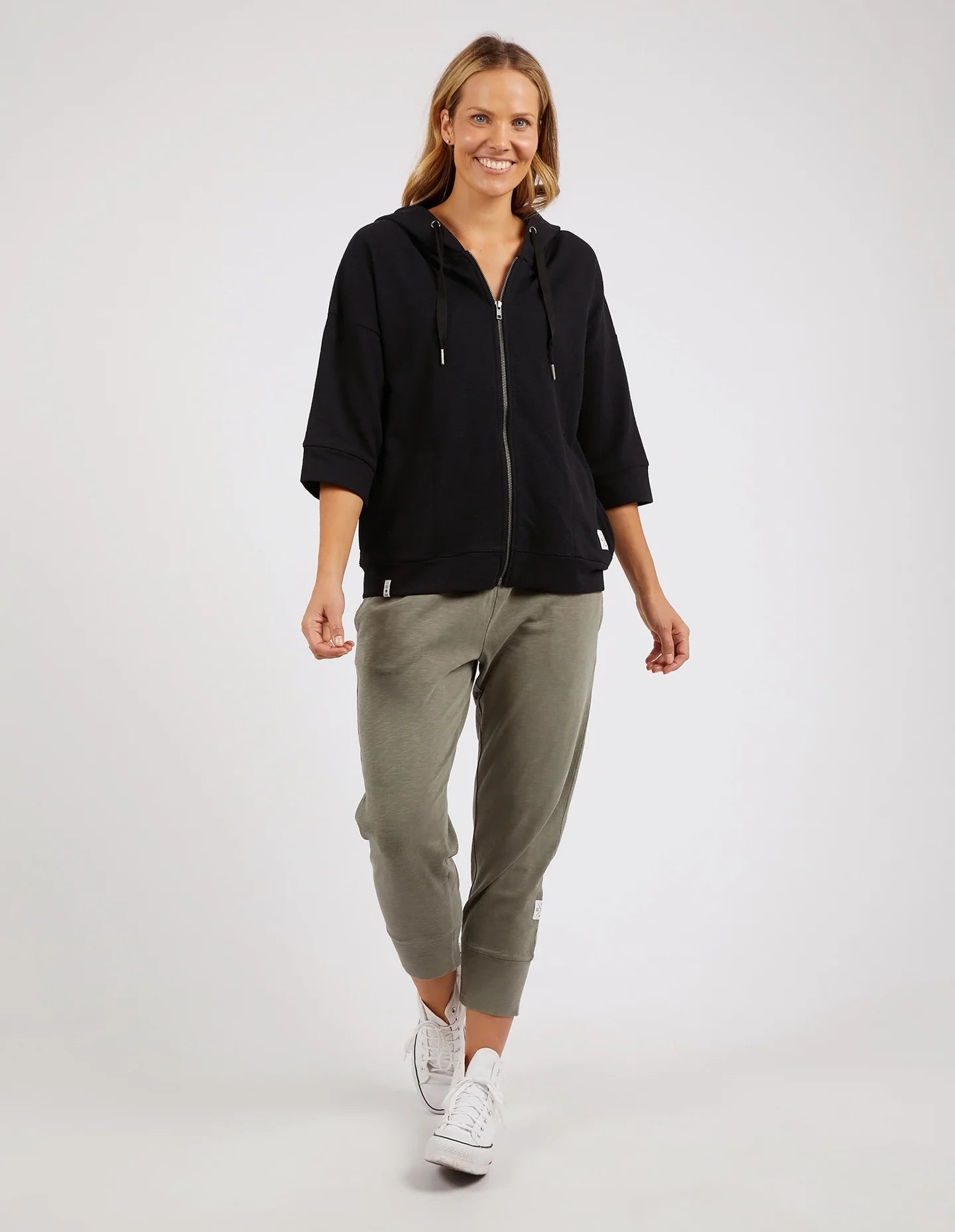 Beachy Zip Hoodie Black