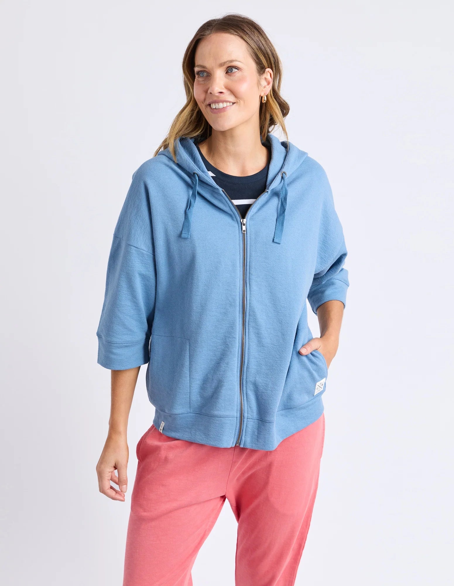 Beachy Zip Hoodie Blue Shadow