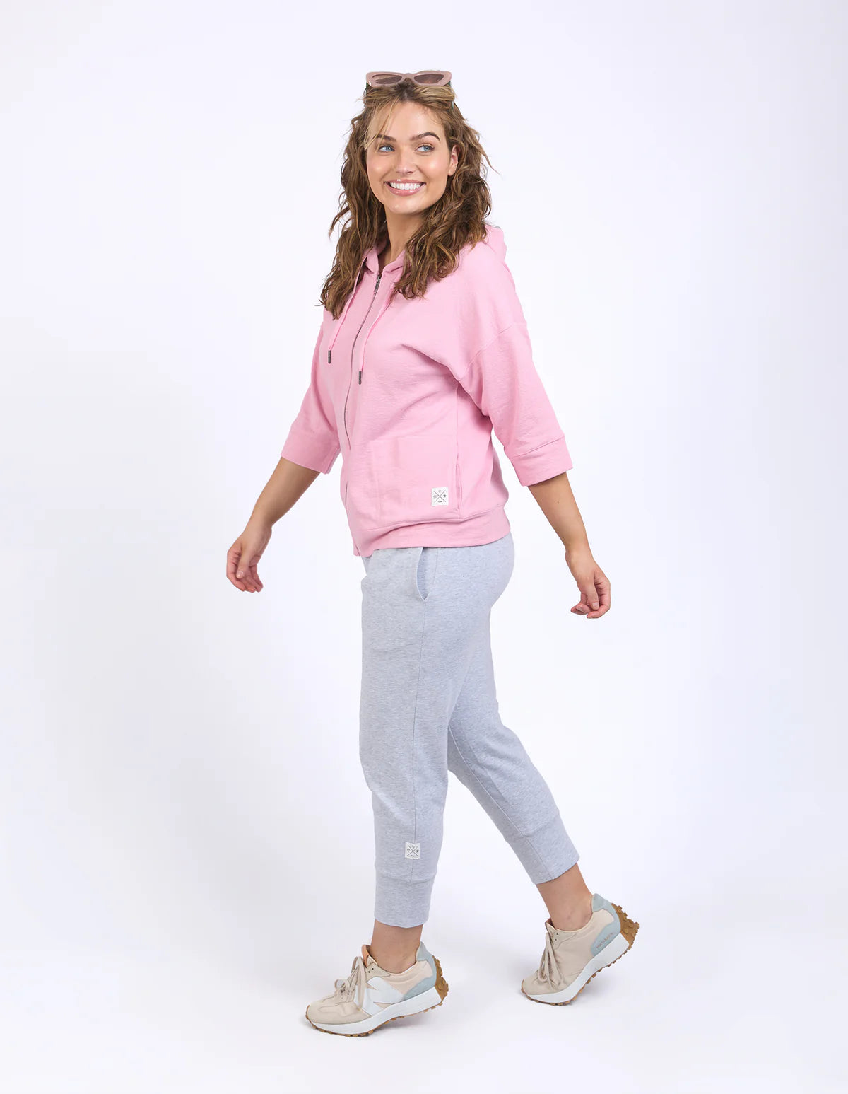 Beachy Zip Hoodie Soft Pink