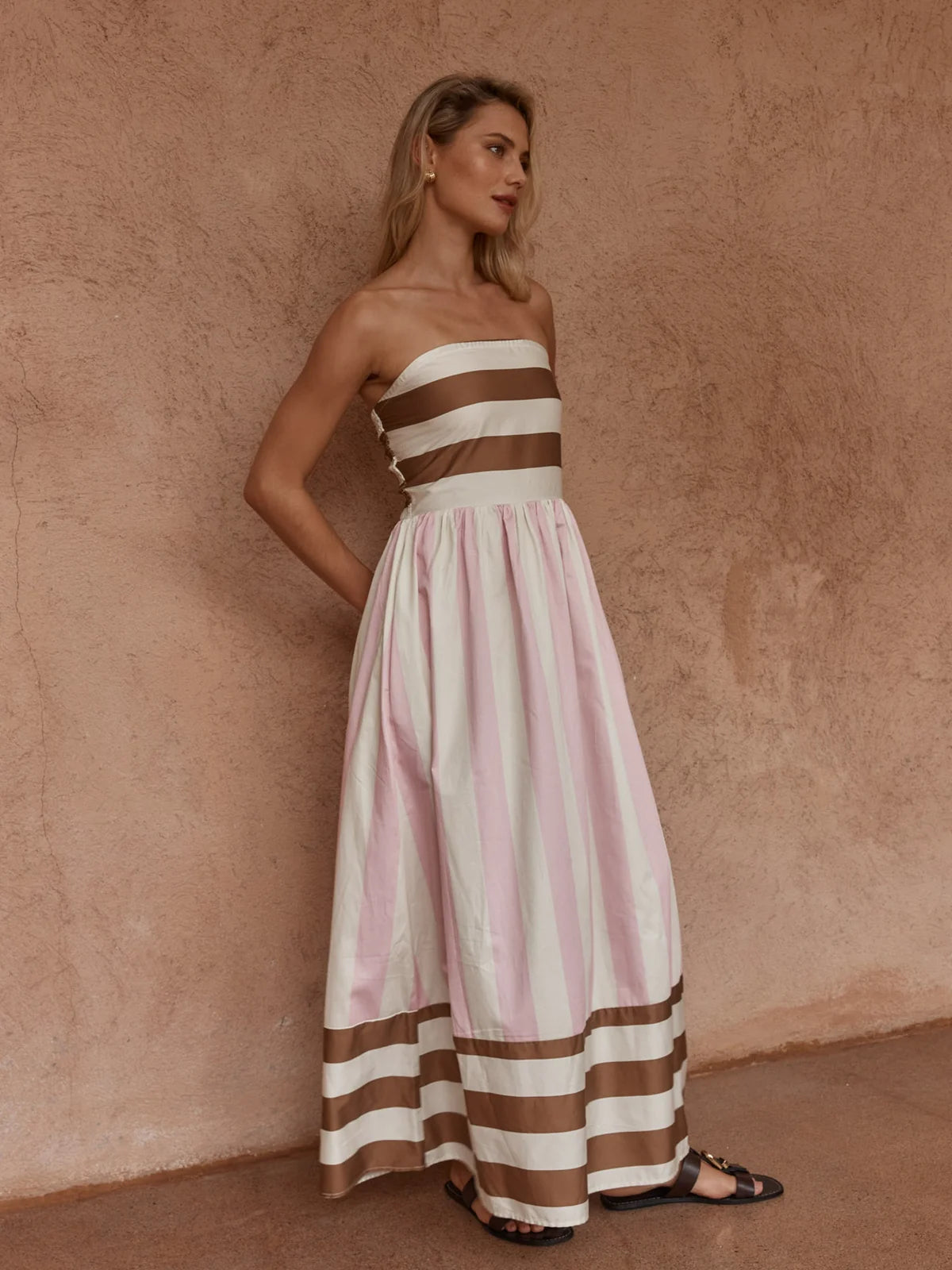Nea Spliced Strapless Dress Neapolitan Pink