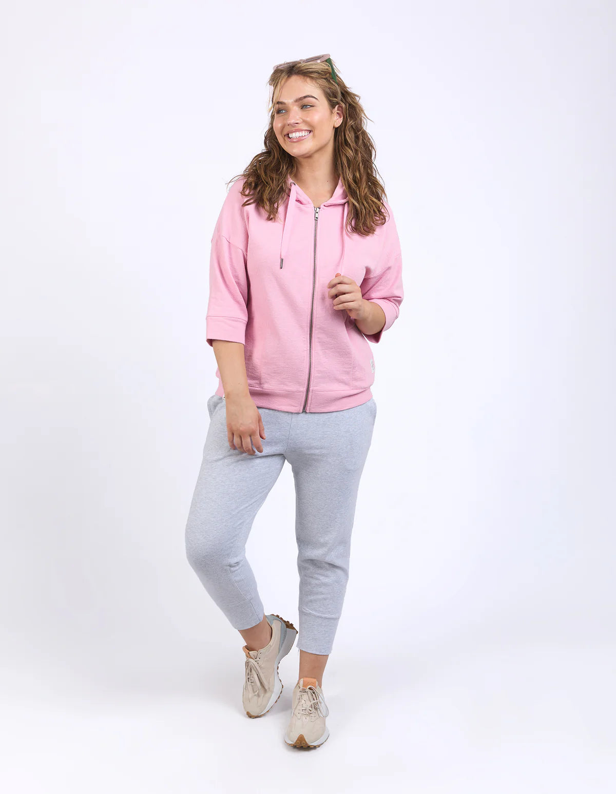 Beachy Zip Hoodie Soft Pink