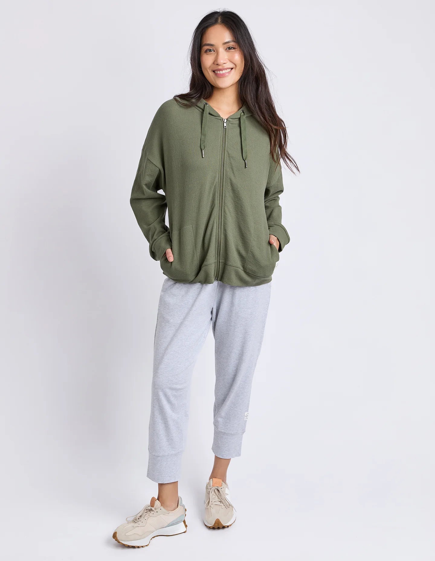 Beachy Long Sleeve Zip Hoodie Clover