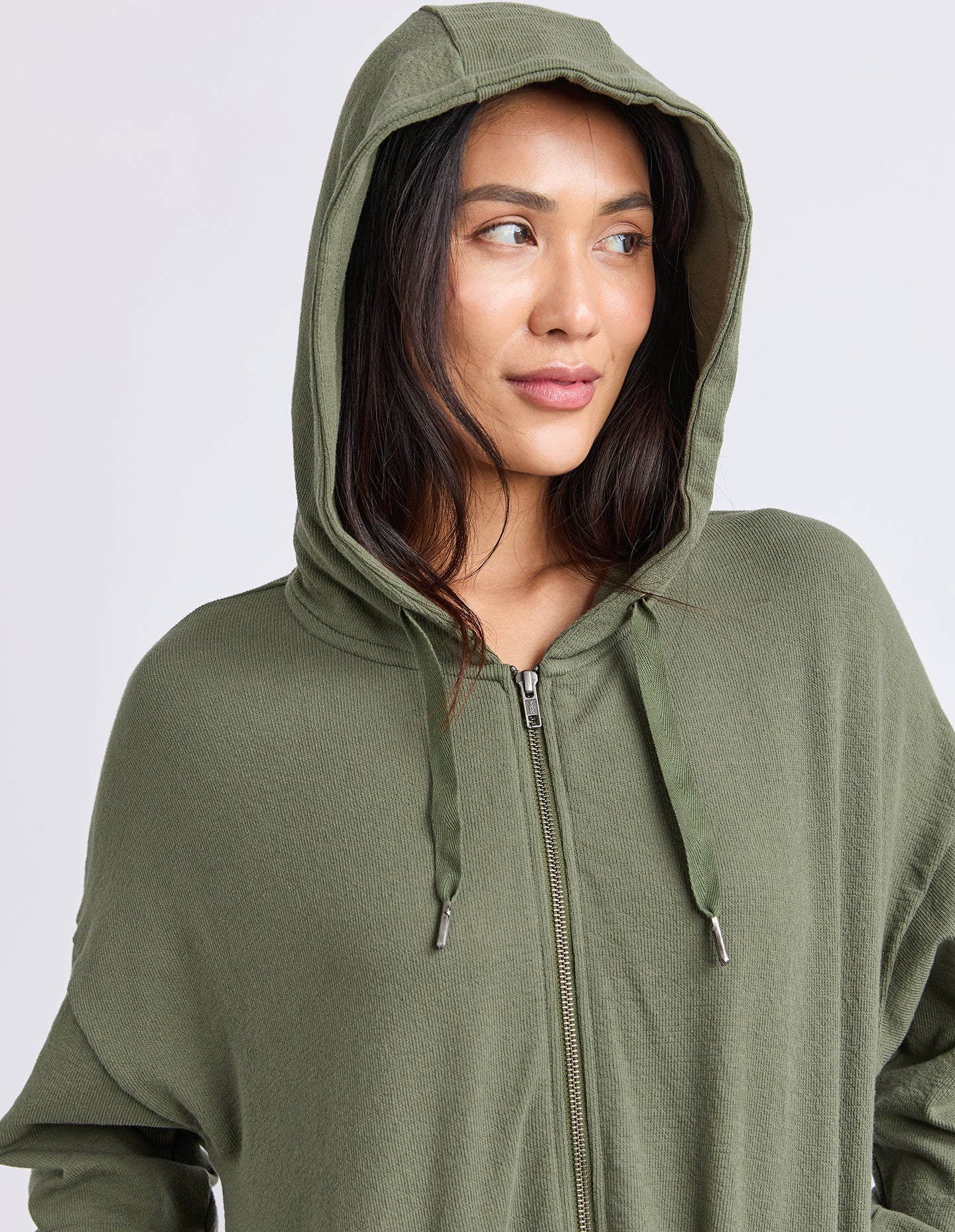 Beachy Long Sleeve Zip Hoodie Clover