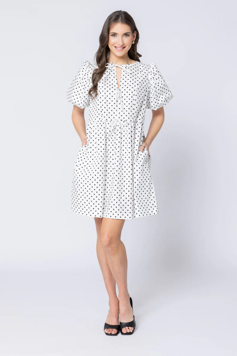 Belle Bow Dress Cotton Spot