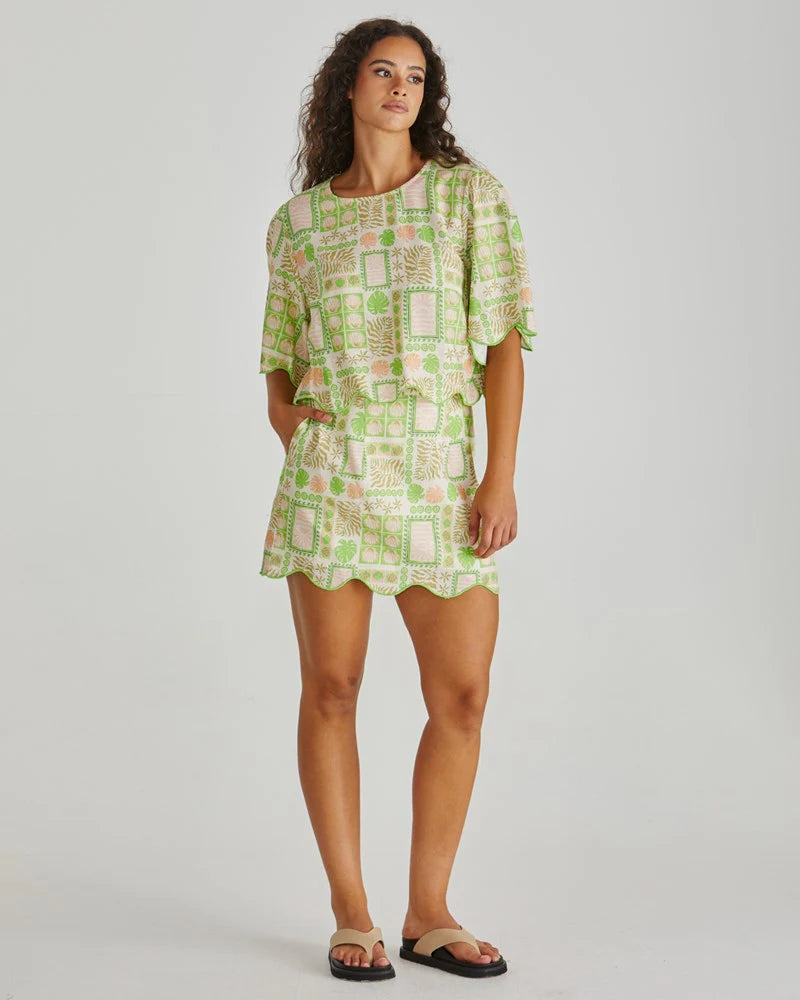 Emmett Scallop Skirt Green Shell Patchwork