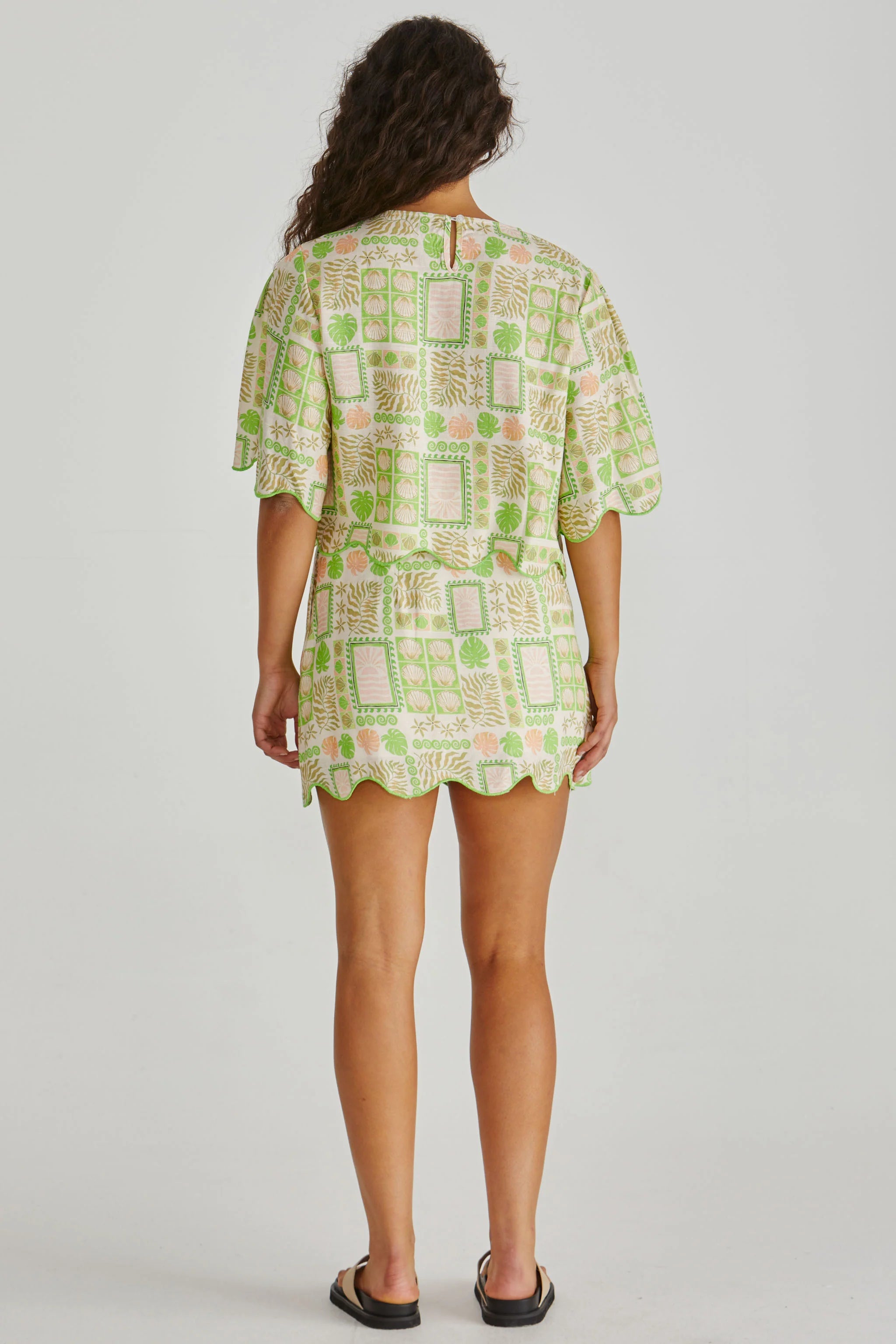Emmett Scallop Skirt Green Shell Patchwork