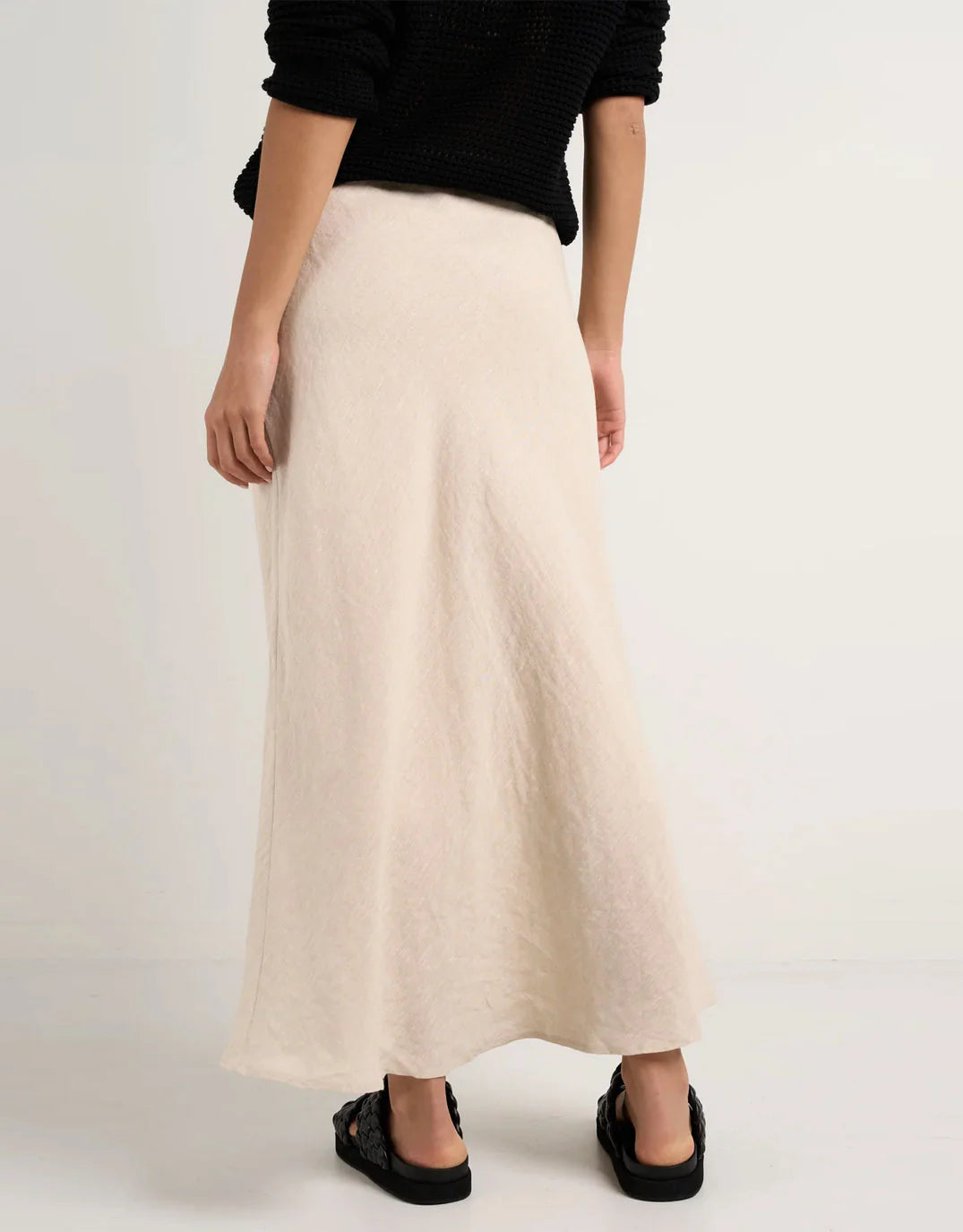 Bliss Linen Bias Midi Skirt Natural