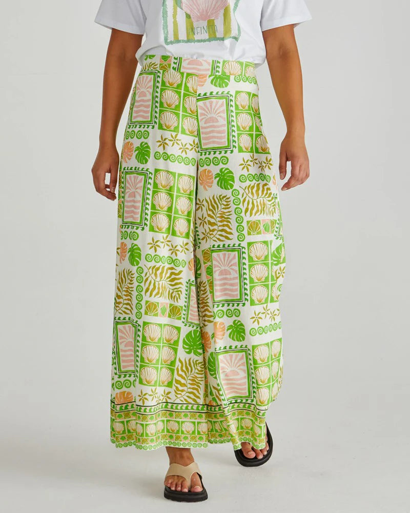 Emmett Wide Leg Pant Green Shell Patchwork