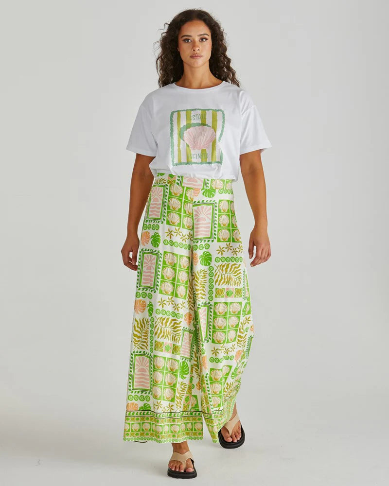 Emmett Wide Leg Pant Green Shell Patchwork