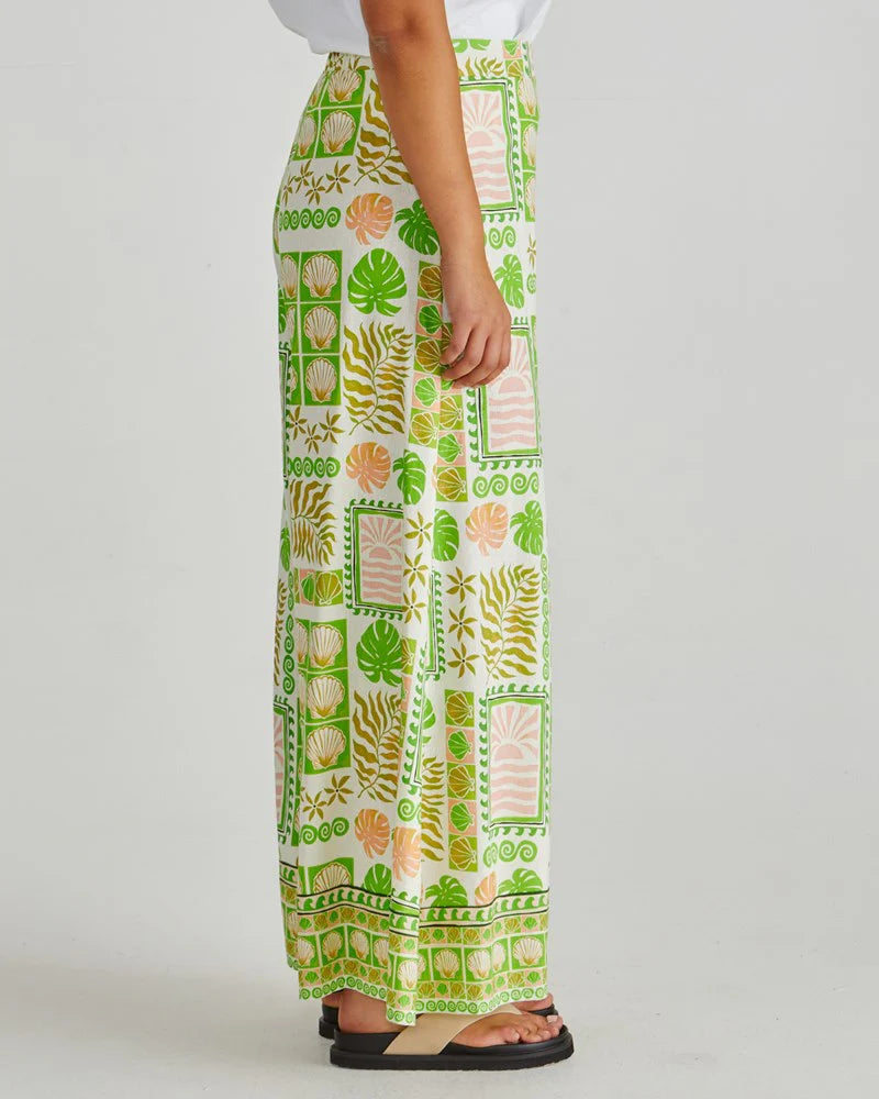 Emmett Wide Leg Pant Green Shell Patchwork