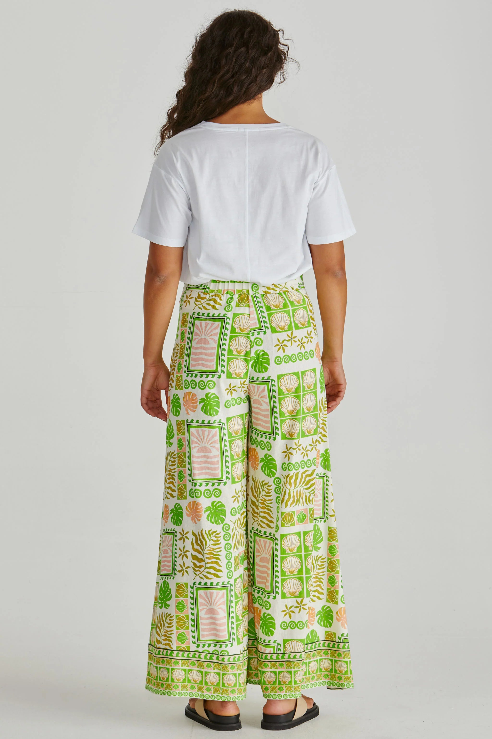 Emmett Wide Leg Pant Green Shell Patchwork