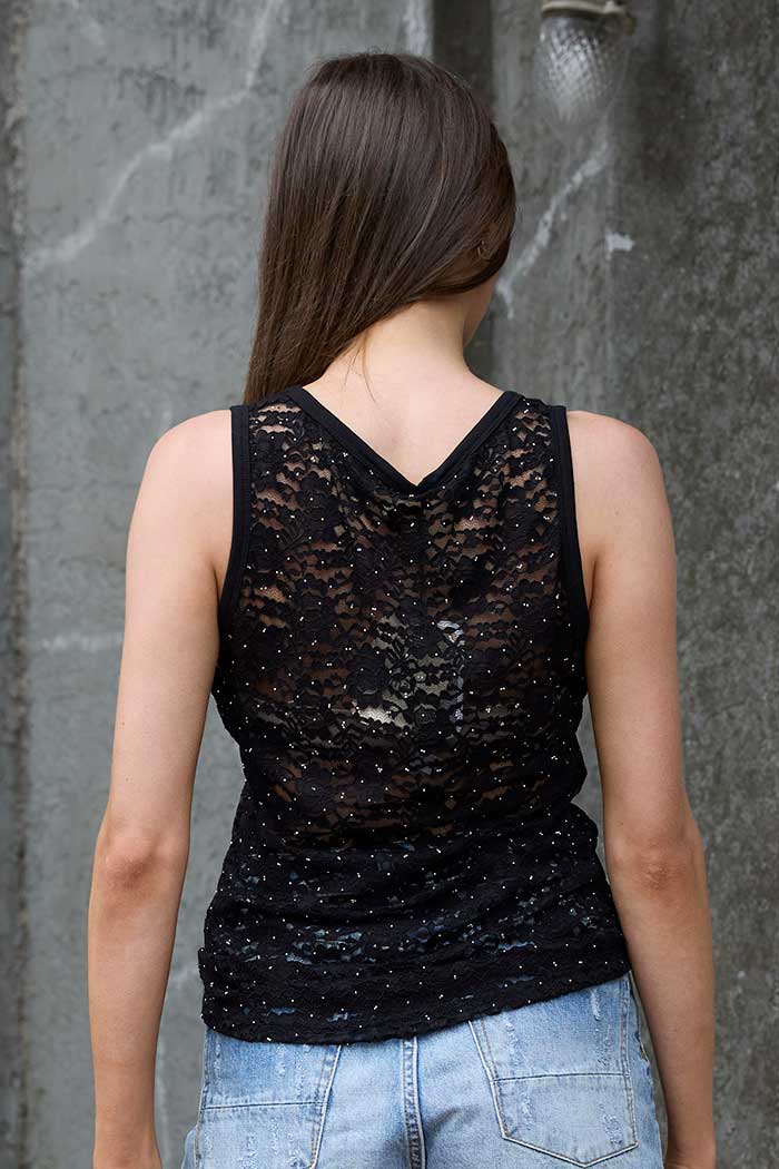 Jess Lace Singlet Black