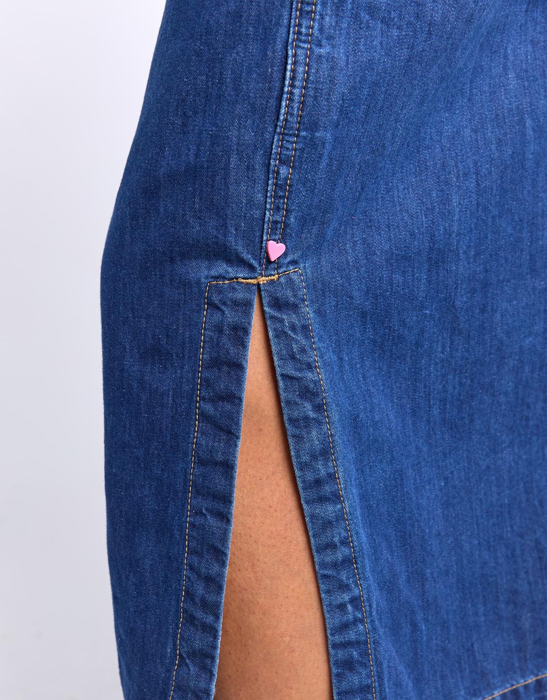 Clover Midi Denim Skirt Mid Blue Wash