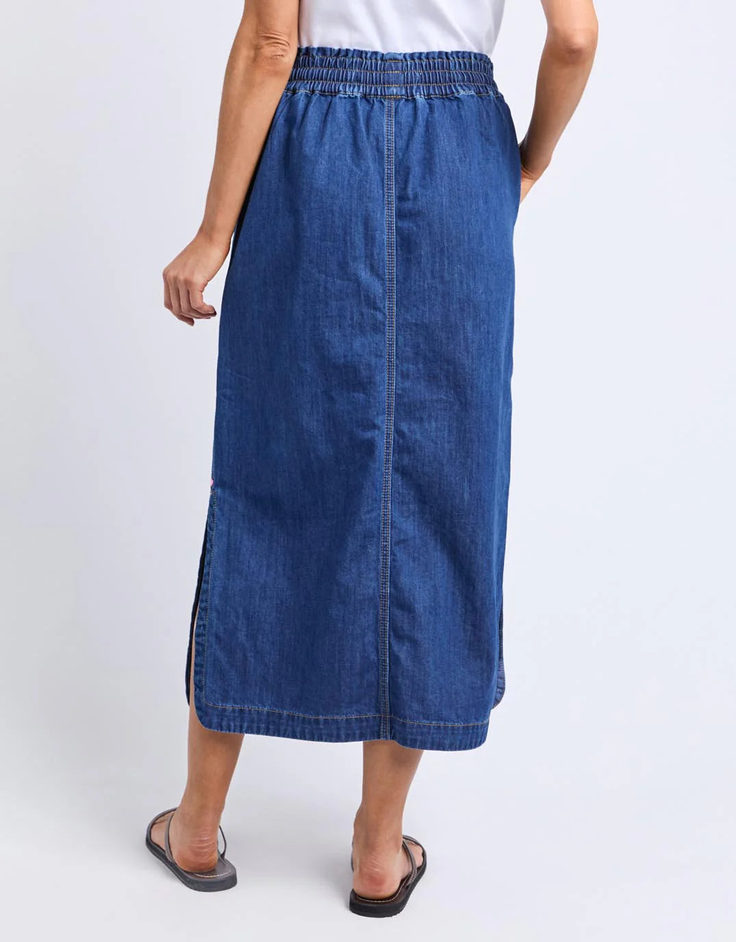 Clover Midi Denim Skirt Mid Blue Wash