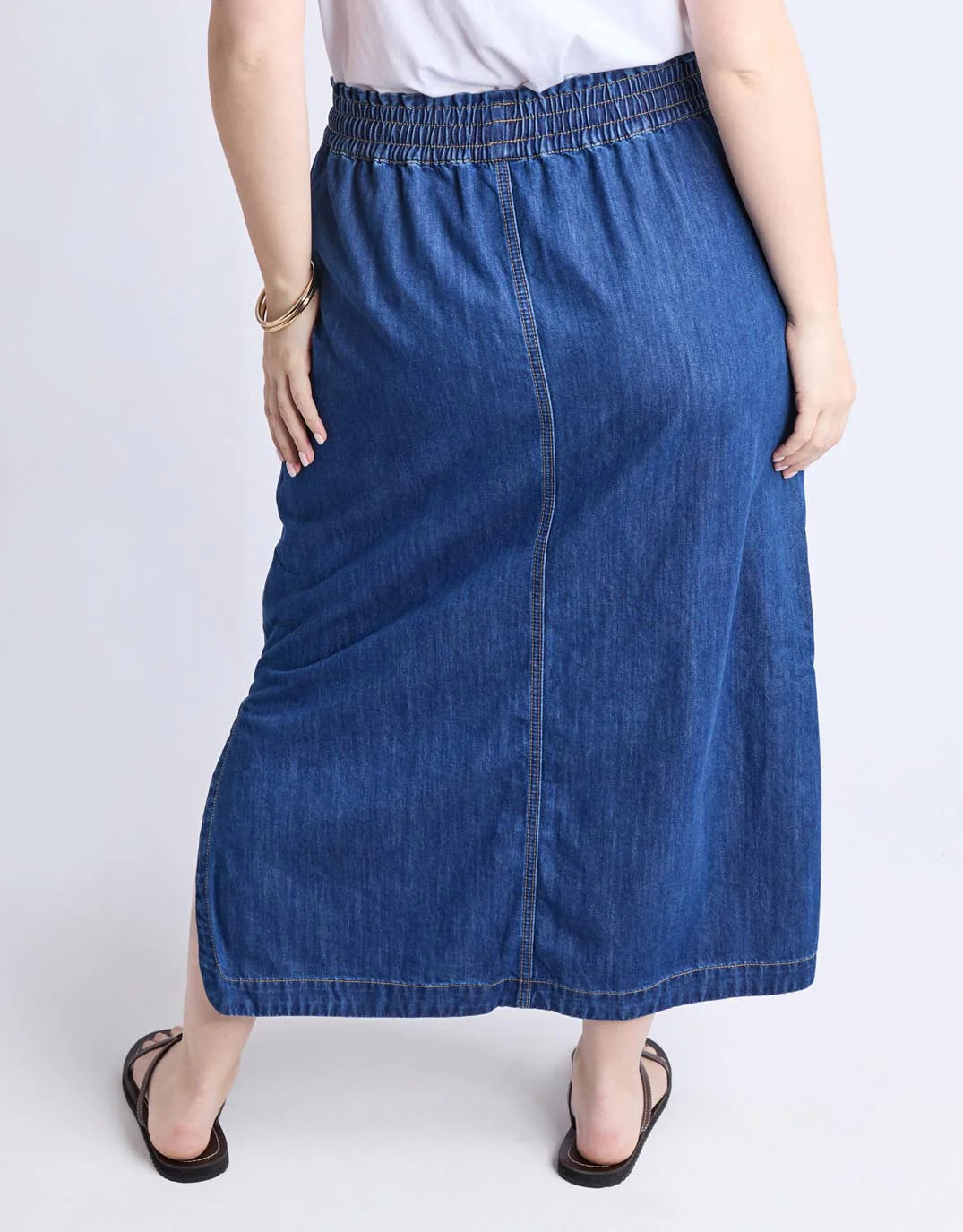 Clover Midi Denim Skirt Mid Blue Wash