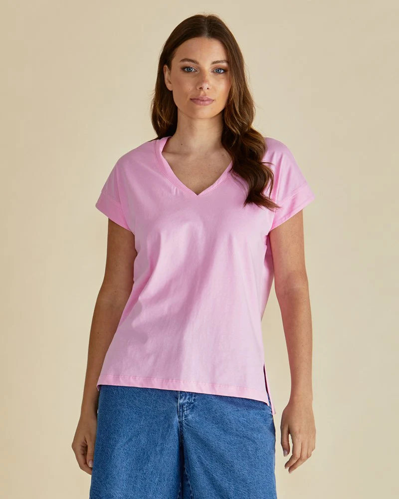 Tracy V-Neck Tee Pink