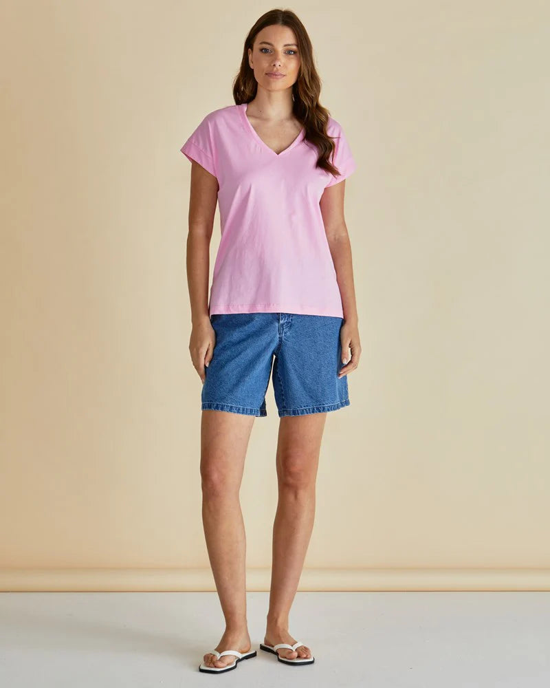 Tracy V-Neck Tee Pink