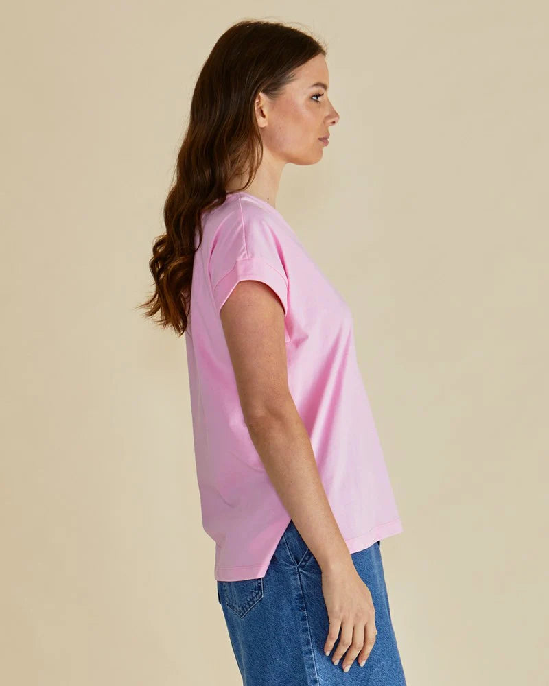 Tracy V-Neck Tee Pink