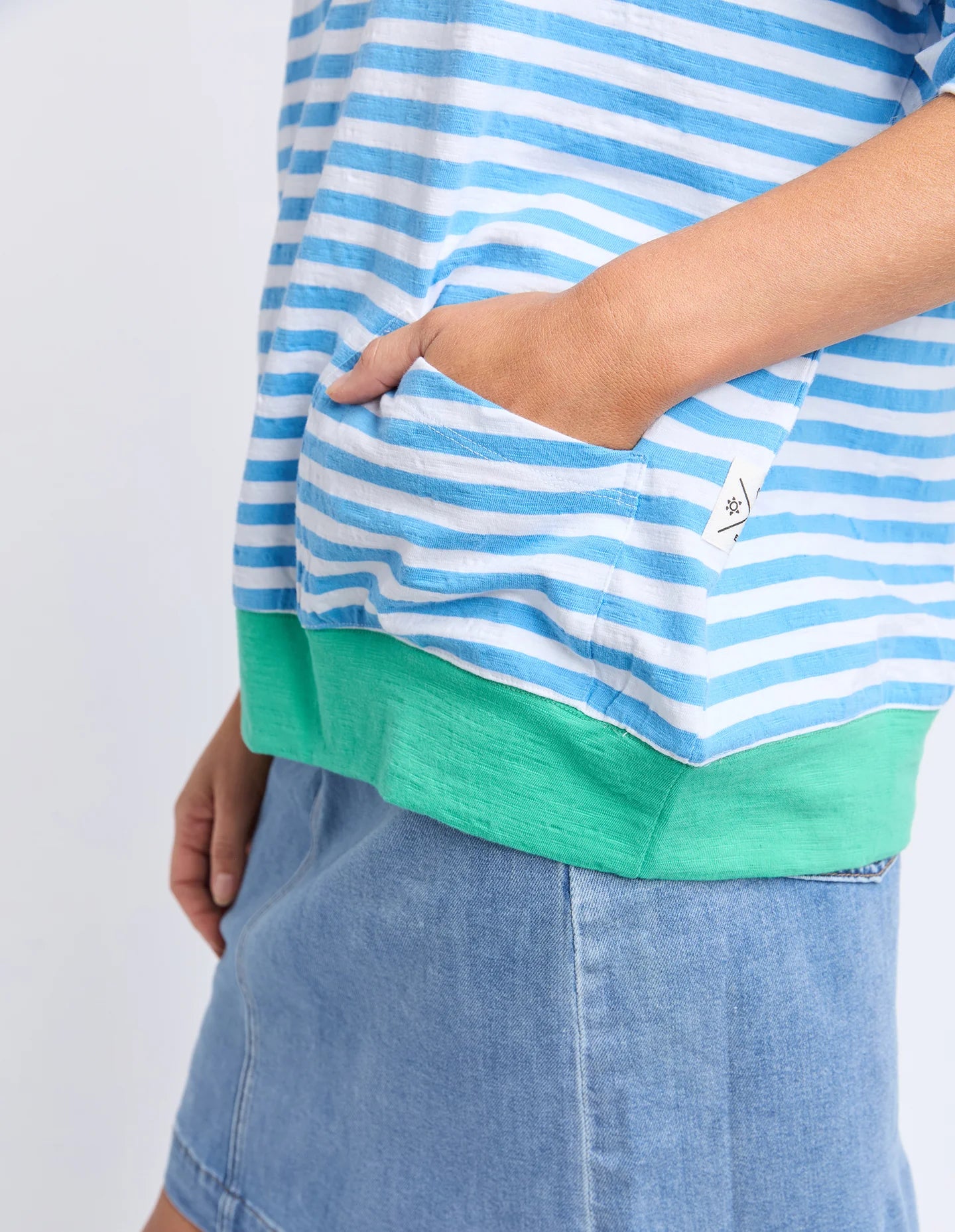 Mazie Ringer Sweat Azure/White Stripe