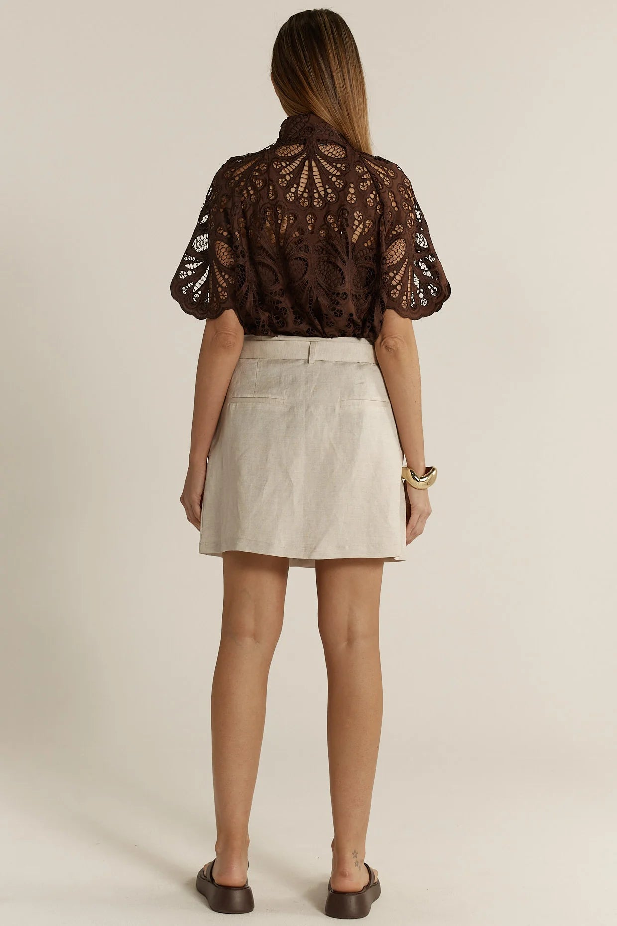 Amara Belted Skirt Flax