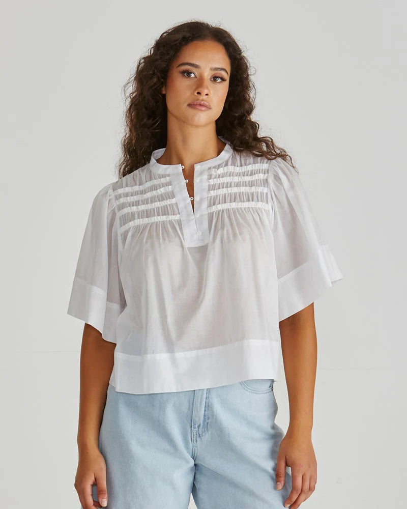 Pammi Ruffle Yoke Blouse White